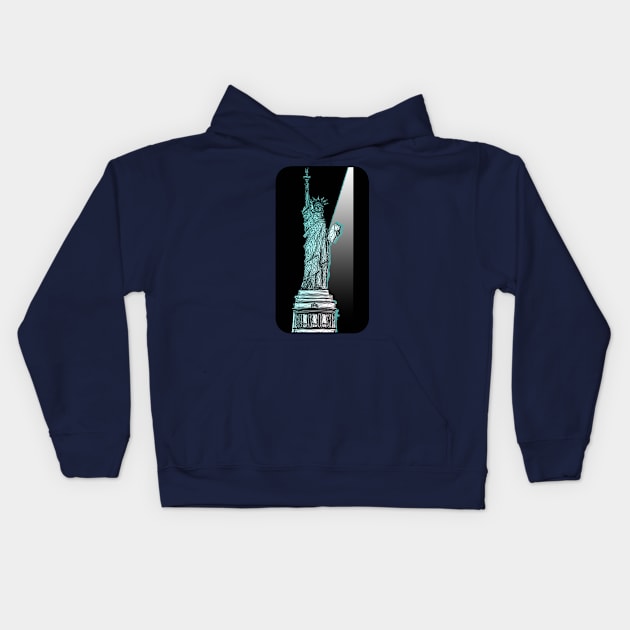 Statue of Liberty Spotlight Wireframe Kids Hoodie by Aurora X